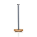 Swan SWKA17511GRYN Nordic Scandi Towel Pole/Kitchen Roll holder with Non-slip Wooden Base, Slate grey, Steel, Holds 1 Paper
