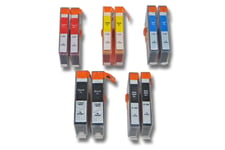 vhbw 10x cartouches compatible pour HP Photosmart 5520, 6510 imprimante - Set cyan, magenta, jaune, noir, photo noir avec puce