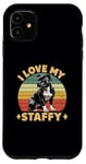 Coque pour iPhone 11 I Love My Staffy Dog Noir Staffordshire Bull Terrier propriétaire