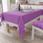 PETTI Artigiani Italiani - Nappe Rectangulaire Tissu avec Dentelle de Saint-Gall, Nappes de Table en Coton 6 Places, 140x180 cm, Lilas, Accessoires De Cuisine 100% Made in Italy