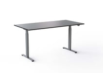 Wulff Höj och sänkbart skrivbord 160x80cm Färg på stativ: Silver - bordsskiva: Svart laminatskiva