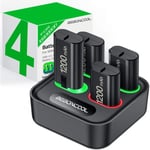 BEBONCOOL Q115 batterie pour Xbox One avec 4 batteries rechargeables 1200mAh batterie x box pour manette xbox serie x- noir
