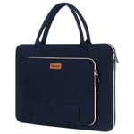 15.6" Felt Laptop Sleeve with Handle, Betoores Soft Padded Laptop Bag Computer Case Carrying Bag Handbag for 15 15.6 Inch Asus/Acer/Dell/HP/Lenovo/Toshiba, Navy Blue+Creamy-White