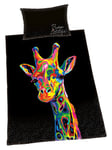 Herding BUREAU ARTISTIQUE Parure de Lit Girafe, Réversible, Housse de Couette 160 x 210 cm, Taie d'Oreiller 65 x 100 cm, Coton/Satin