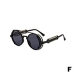 Retro Steampunk Solglasögon Vintage Style Runda Glasögon FAST black One-size