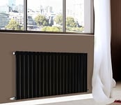 NRG Modern Horizontal Flat Panel radiators | Black 600 x 1428 mm Single Column Designer Bathroom Radiator Heater