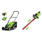 Greenworks 40V cordless lawn mower 35cm and 40V hedge trimmer combo kit include 2Ah battery and charger