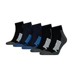 Puma Quarter Socks, Blue/Black, 39/42 (Pack of 5)