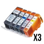 AUCUNE LOT X15 Cartouches d'encres PGI-525 - CLI-526 Set complet Pour imprimante Canon Pixma IP4850 MX901 MX882