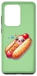 Galaxy S20 Ultra Cute Kawaii Hot Dog with Smiling Face and Bubbles Case