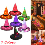 Halloween Witch Hat Led Light Glowing Hanging Decor Suspension Purple