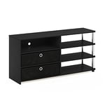 Furinno JAYA Simple Design TV Stand for up to 55-Inch with Bins, Engineered Wood, Americano/Chrome/Black, 119.9(W) x 49.8(H) x 40.1(D) cm