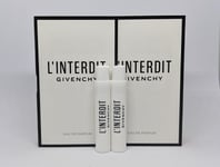 2x Givenchy L'Interdit Eau de Parfum Spray (2x 1ml Sample Size) Vial Travel EDP