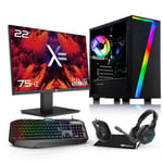 AWD-IT AMD Ryzen QUAD Core GT 1030 2GB 22" LED Monitor PC Package For Gaming