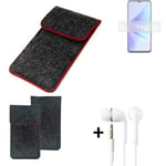 Case for Oppo A57s dark gray red edges Cover + earphones