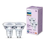 PHILIPS LED Classic Spot Light Bulb 2 Pack [Warm White 2700K - GU10] 50W, Non Dimmable. for Home Indoor Lighting