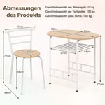3 stycken Matgrupp köksbord & Stolar med vinställ, platsbesparande sittgrupp, matsalsgrupp, vit
