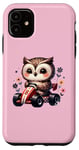 iPhone 11 Adorable Owl Riding Go-Kart Cute On Pink Case