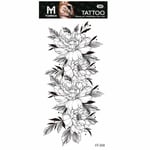 Tillfällig Tatuering 19 x 9cm - Fyra svartvita blommor
