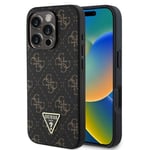 Fodral för iPhone 16 Pro Max - Guess Hardcase 4G Triangle Metal Logo Metal (GUHCP16XPG4GPK) - Svart