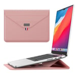 Laptop/MacBook læder Sleeve m/kickstand str. 35x25 cm - Rosa guld