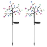 Garden Solar Lights Outdoor,2 Pack Solar Garden Tree Lights with Multi-Color 20 LED Cherry Blossom Tree Lamp,Waterproof Solar Powered Outdoor Lights for Yard Patio Lawn Pathway Landscape Decoration