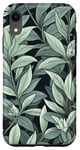 iPhone XR Leaves Botanical Plant Line Art Sage Green Wildflower Floral Case