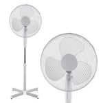 New 16" Inch Pedestal Fan Oscillating Stand Clip 3 Speed Home Tower Office Standing White New