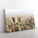 Big Box Art The Expansive New York Skyline in Abstract Canvas Wall Art Print Ready to Hang Picture, 76 x 50 cm (30 x 20 Inch), White, Grey, Olive, Green, Brown