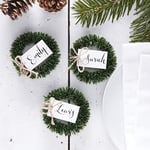 Ginger Ray- Card Name Holders 4 Pack Lot de 4 Porte-Noms en Forme de Couronne de Noël Rustique, Christmas Wreath Foliage Place