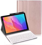 RLTech Clavier étui pour Huawei MatePad T10, QWERTY Slim PU Housse Détachable Wireless Clavier Keyboard sans Fil Coque pour Huawei MatePad T10 2020, Rose Or