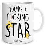 Funny Mugs You're A Fucking Star Thank You Gift Appreciation Present Colleague Co Worker Friend Gift Coffee Mug Employee Office WSDMUG1537