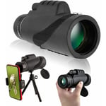 BISBISOUS Monoculaire 40 × 60, étanche et antibuée, avec adaptateur pour smartphone trépied, adapté à l'observation des oiseaux, la chasse, au camping,