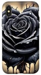 Coque pour iPhone X/XS Rose Kawaii Noir Fleur Sauvage Jaune Motif