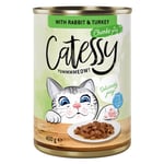 Økonomipakke Catessy biter i saus eller gelè 48 x 400 g - med kanin og kalkun i saus