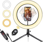 LED Ring Light, Gadom 10.2" Dimmable Ring Light with Tripod Stand & Phone Holder, 3 Colors&10 Brightness Selfie Ring Light for Live Streaming Vlogging YouTube Video Makeup Selfie