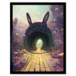 Down The Rabbit Hole Alice In Wonderland Easter Bunny Tunnel Art Print Framed Poster Wall Decor 12x16 inch