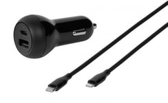Vivanco Billaddare med Kabel Super Fast Car Charger Set USB-C/Lightning 20W 1.2m Svart
