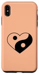 Coque pour iPhone XS Max COULEUR DE L'ANNÉE 2024 - Yin Yang PEACH FUZZ COEUR NOIR