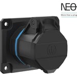 10 st CEE Sockel NEO inbyggd 16A 3P, 6H, blå, 230V, rak, 75x75, skruv