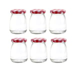 Danmu Art 6Pcs 100ml Yogurt Pudding Glass Jars with Red Gingham Lids Mini Empty Glass Jars Small Glass Bottles