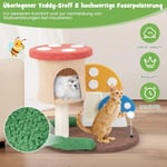 Skrapstolpe i kattträd i svamplook med kattgrotta & sisalskrapbräda & stor bas & lekboll 60 x 49 x 59 cm