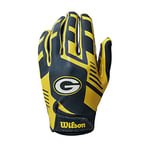 Wilson Gloves NFL TEAM SUPER GRIP, One size fits all for teenagers, Silicone/Stretch Lycra,Yellow / Green