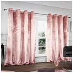 GC GAVENO CAVAILIA Crushed Velvet Curtains For Bedroom, Thermal Insulated Door Curtains, Eyelet Panels, Blush Pink, 90X90