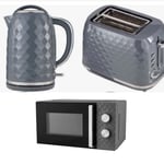 "Black Diamond Textured Kettle Toaster Microwave"