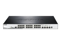 D-Link DGS 1510-28XMP - Commutateur - C3 - intelligent - 24 x 10/100/1000 (PoE+) + 4 x 10 Gigabit SFP+ - de bureau, Montable sur rack - PoE+ (370 W)