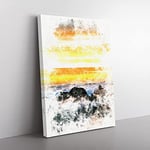 Mountain Peaks Watercolour Modern Canvas Wall Art Print Ready to Hang, Framed Picture for Living Room Bedroom Home Office Décor, 50x35 cm (20x14 Inch)