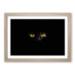 Big Box Art Eyes of a Cat in Abstract Framed Wall Art Picture Print Ready to Hang, Oak A2 (62 x 45 cm)