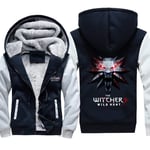 Men's Hoodie Jacket Sweater- The Witcher 3: Wild Hunt Print Casual Winter Stitching Zip Warm Hooded Long Sleeve Sweatshirt White-Medium