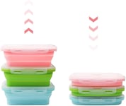 MIGUOR 3Pcs Collapsible Silicone Food Storage Container Bento Boxes 800ml Portable Collapsible BPA Free Oven Microwave Freezer and Dishwasher Safe